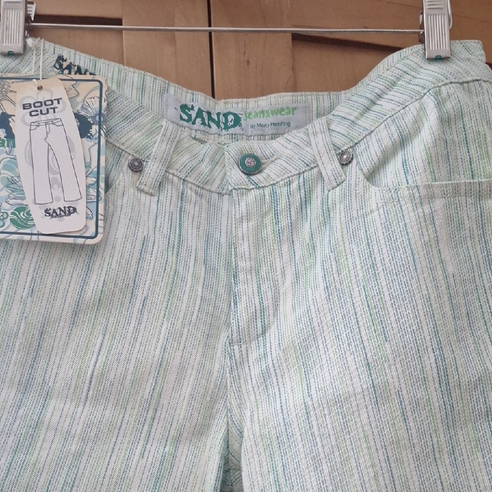 New with Tags, Sand Boot Cut Jeans - Green and White, Size 29